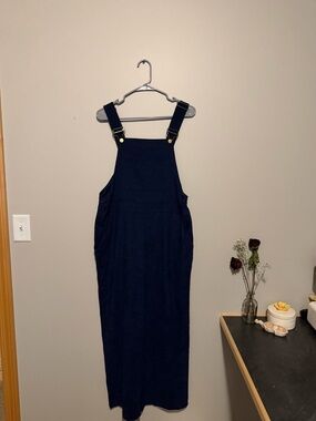 Navy Blue Corduroy Overalls with Adjustable Straps